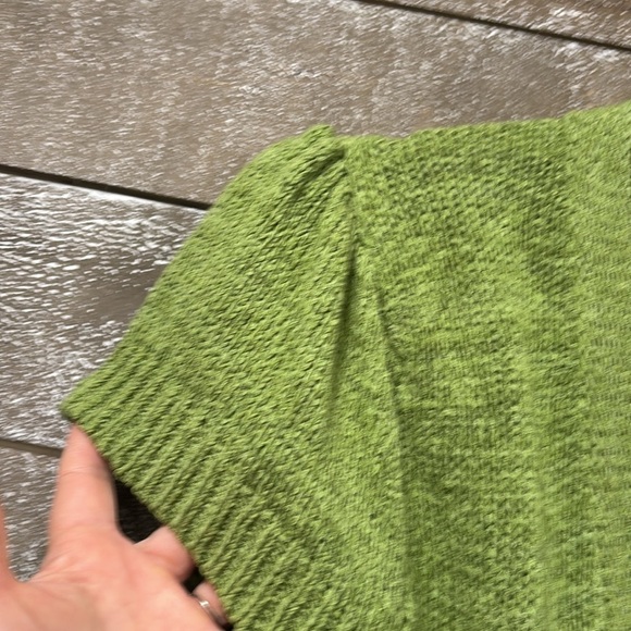 August Silk green baby puff sleeved adjustable sweater cardigan size Large - Picture 3 of 10